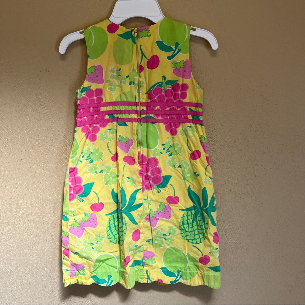 Lilly Pulitzer kid cotton shift dress yellow fruit pattern vintage retired print